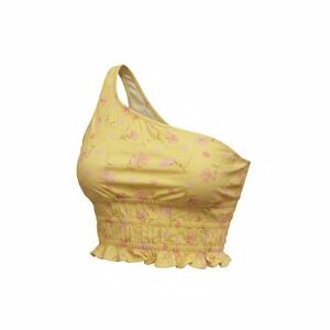 BP Yellow Floral‎ One Shoulder Smocked Crop Top Size L Milkmaid,Cottagecore